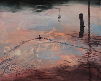 'duck swimming in sunrise'
16 x 20
oil on aluminum